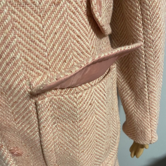 Victoria's Secret Moda international Pink and white Wool Blend Overcoat Peacoat - Picture 9 of 10